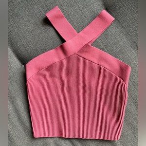 Babaton Sculpt Knit Criss Cross Tank in Rhodon Pink